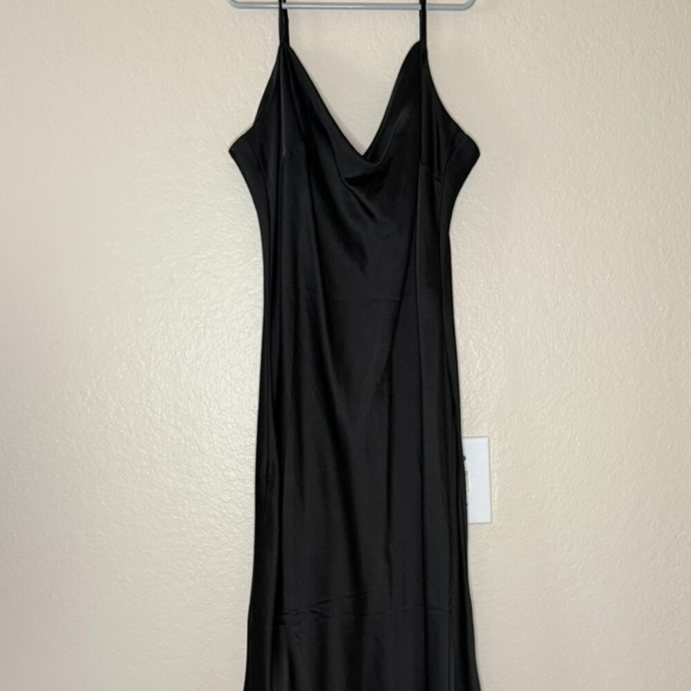 Express Black Cowl Neck Slip Dress (Medium)